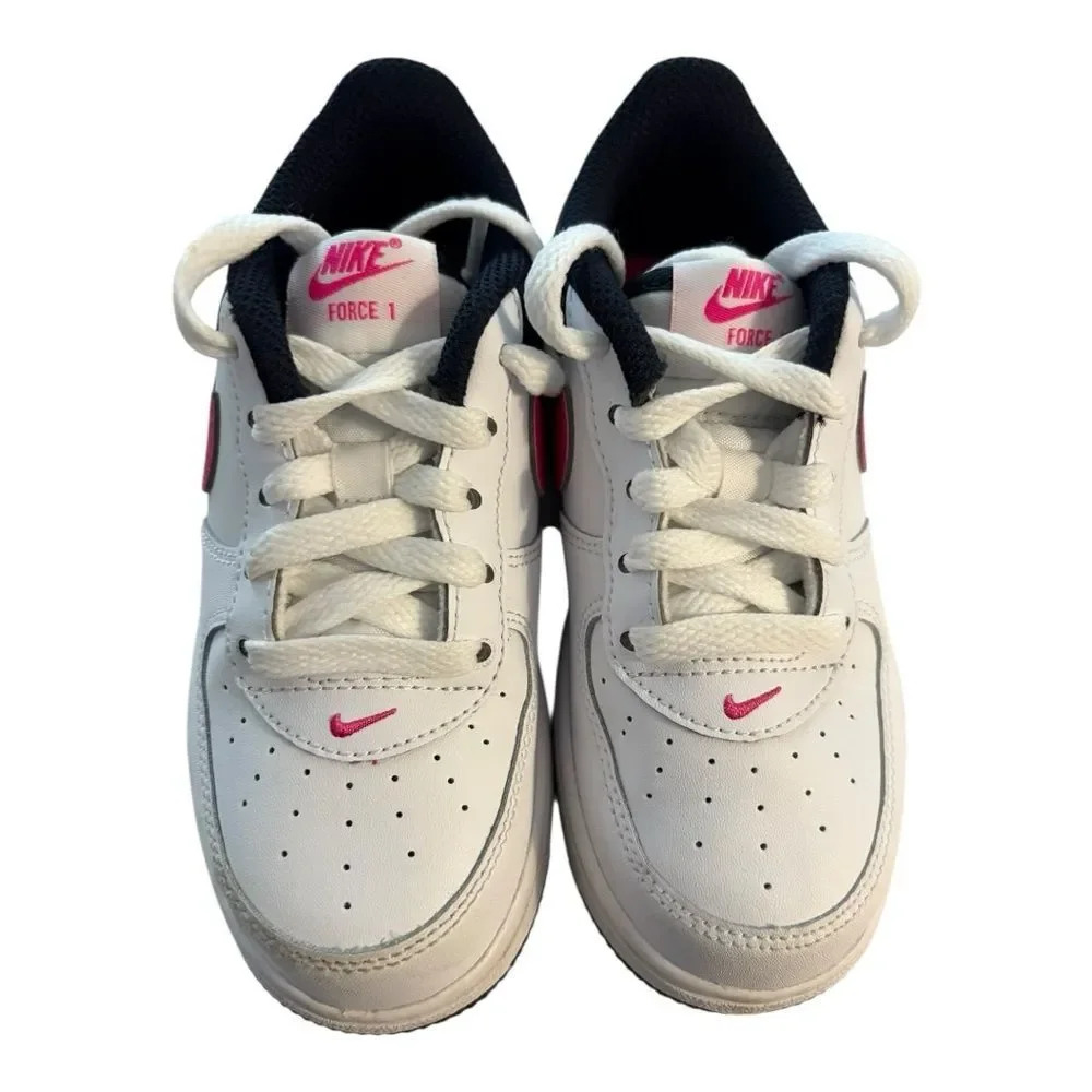 Nike Kids White and Pink Force 1‎ Sneakers
